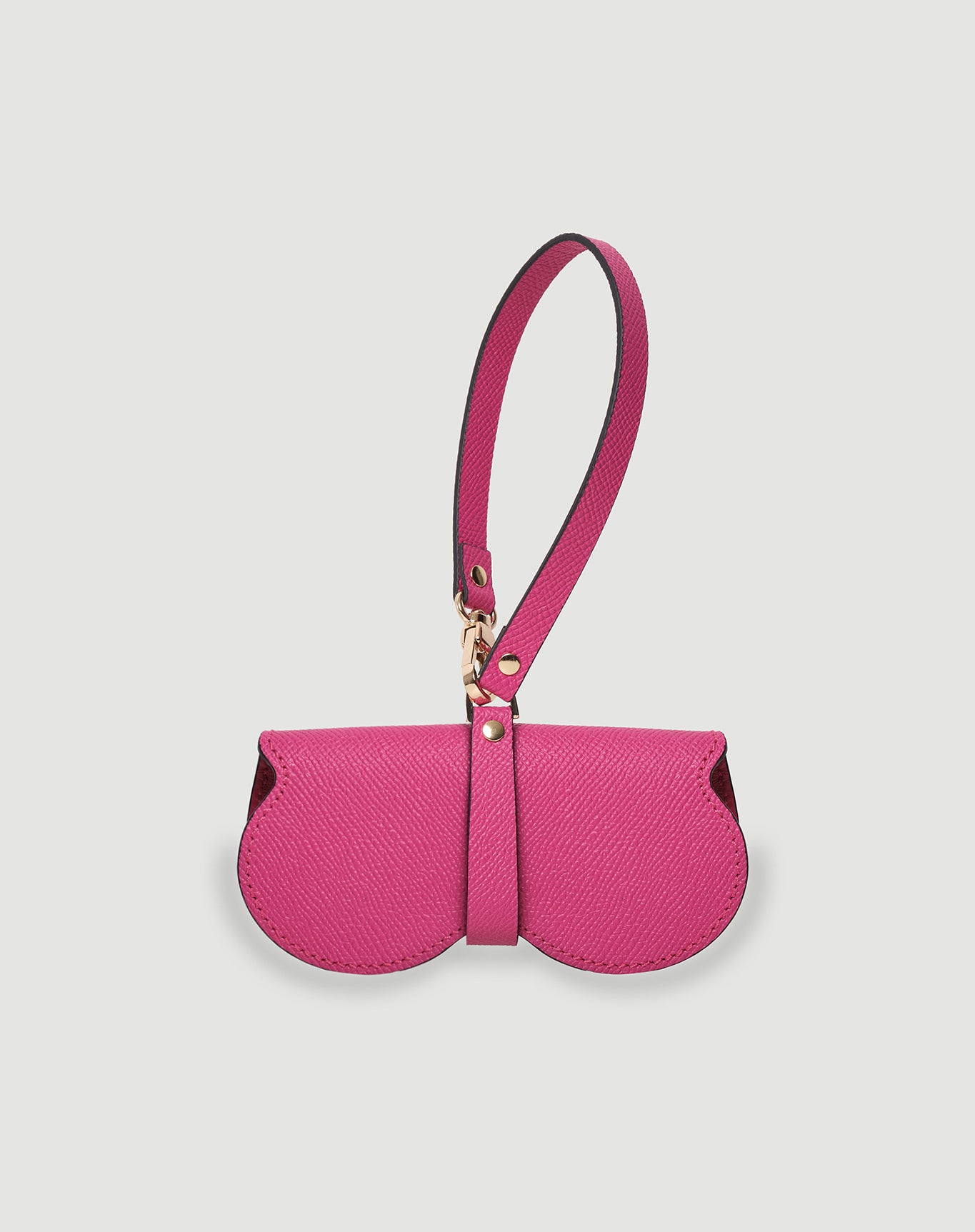 Pembe deri gözlük kılıfı FOHM, ince dokulu ve kemer detaylı tasarım