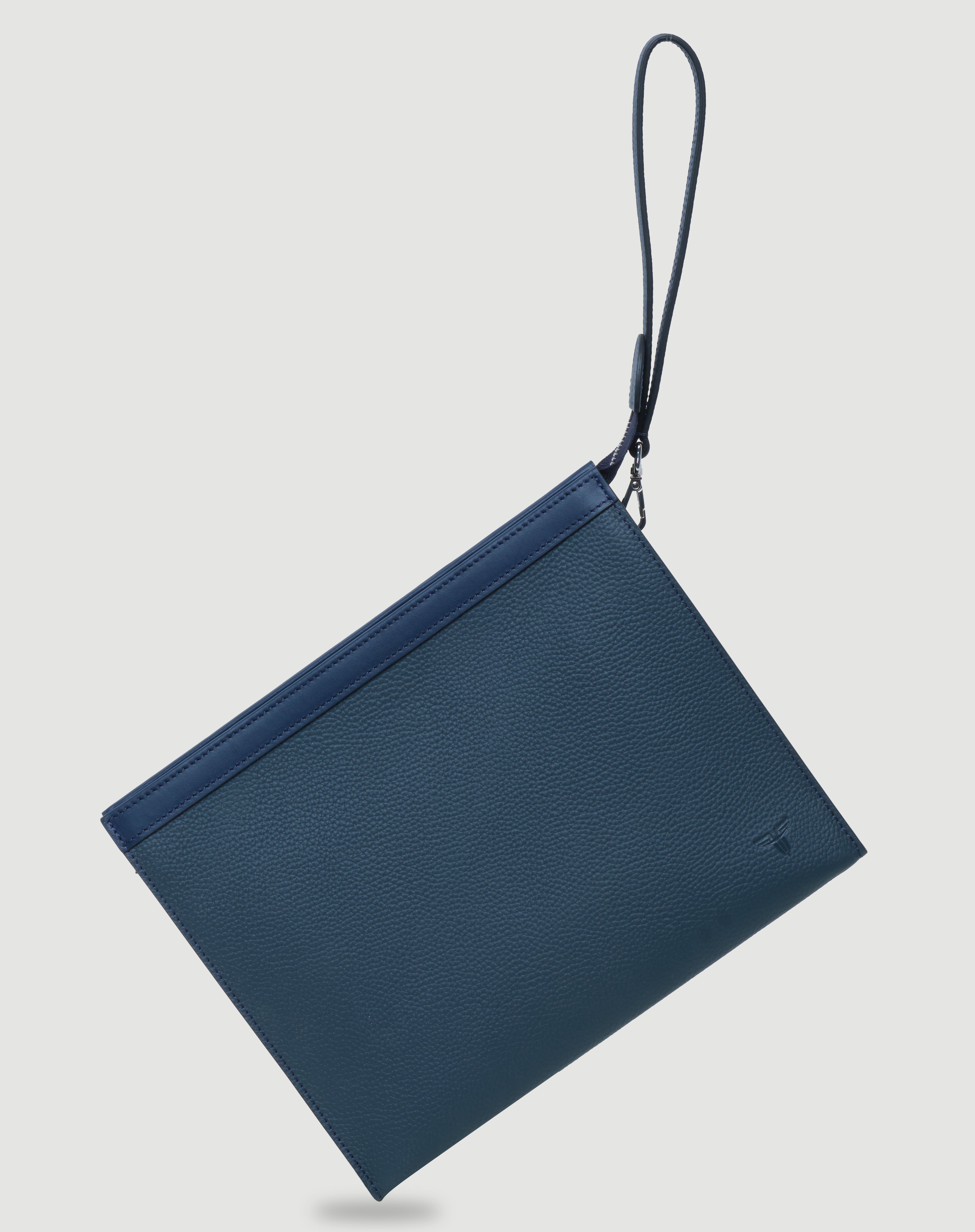 Lacivert deri FOHM el çantası, sade ve şık tasarım, pürüzsüz ve kaliteli malzeme