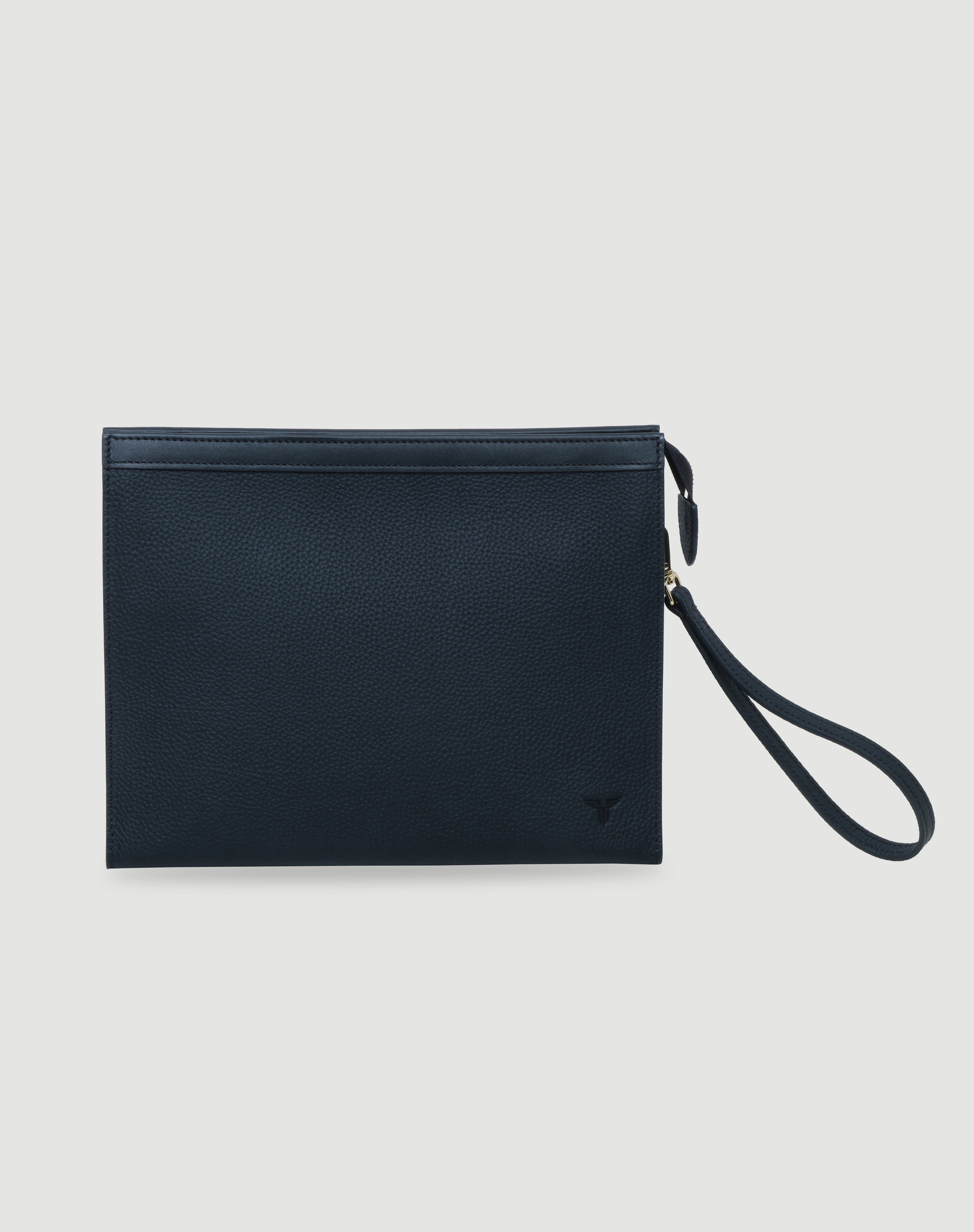 Siyah deri FOHM el çantası, bilek askılı ve sade tasarımlı