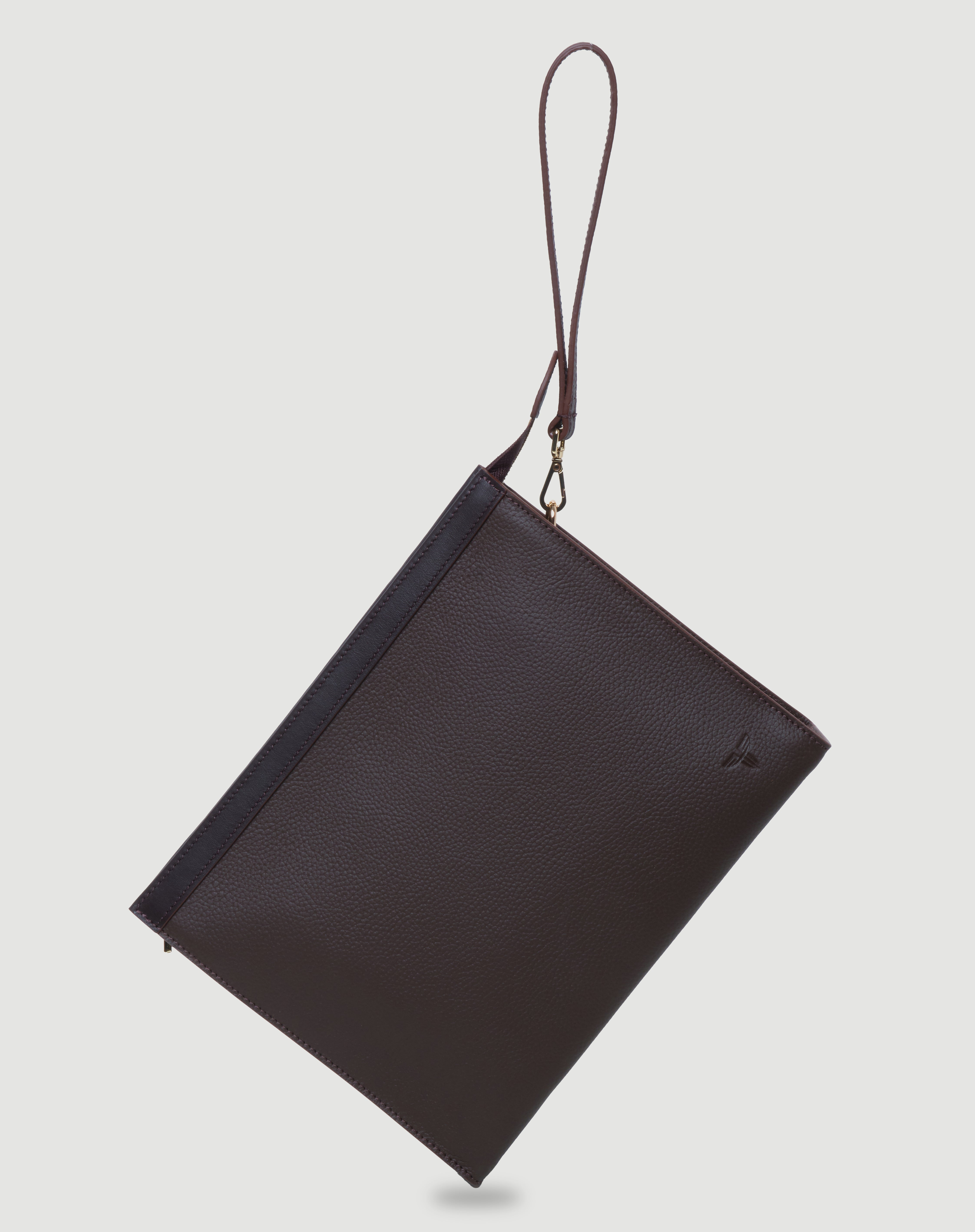 Kahverengi FOHM deri el çantası, sade tasarım, pürüzsüz ve kaliteli deri görünüm