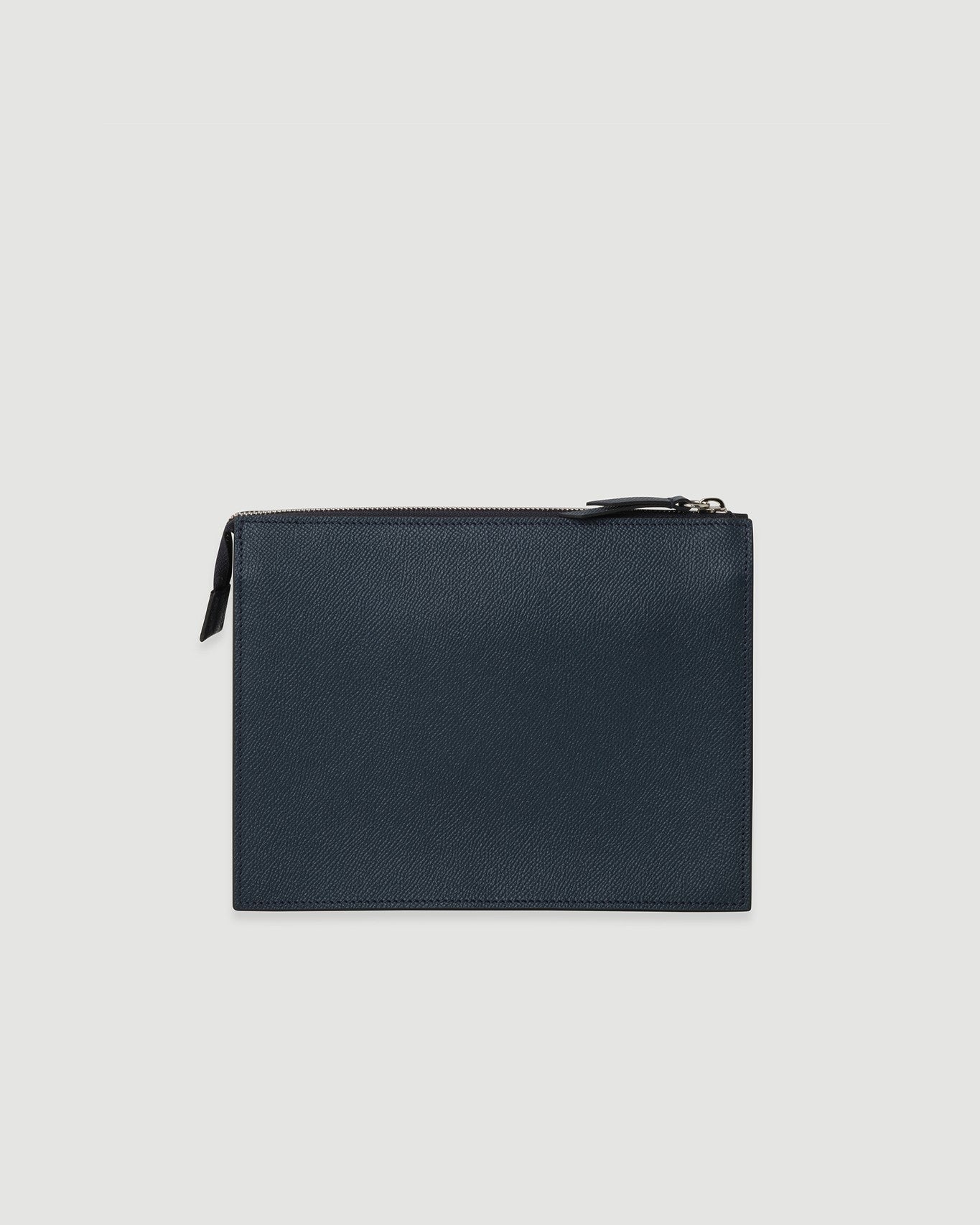 Lacivert deri kadın çanta, dikdörtgen form, nikel fermuarlı, FOHM deri ürünleri